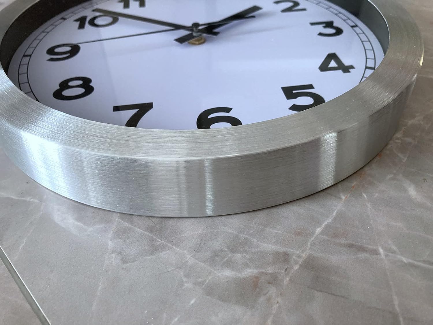 Black Wall Clock Silent Non Ticking - 12 Inch Quality Quartz Battery, Sliver