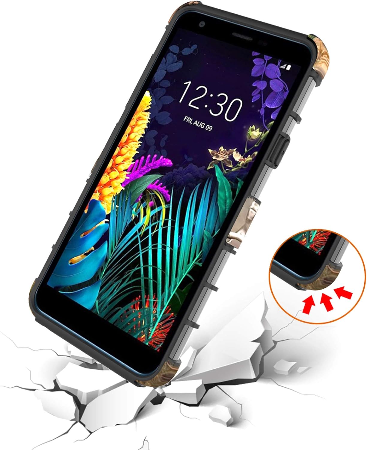 for LG Aristo 4+ Plus/Tribute Royal/Journey LTE/Prime 2/ LG Escape Plus/LG K30 (2019)/ Arena 2, Belt Clip Holster with Temper Glass, Holster Kickstand Rugged Shockproof Armor for LG LMX320 (Black)