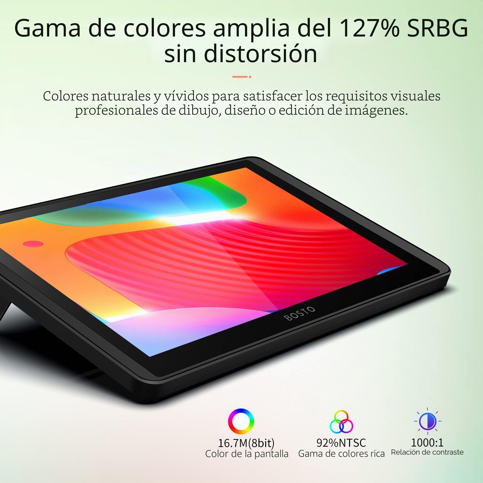 Tableta gráfica BOSTO 12HD-A de 11,6 Pulgadas con Pantalla LCD H-IPS - 8192 Niveles de presión, lápiz óptico sin batería, Compatible con y, Ideal para Arte Digital, diseño y educación.