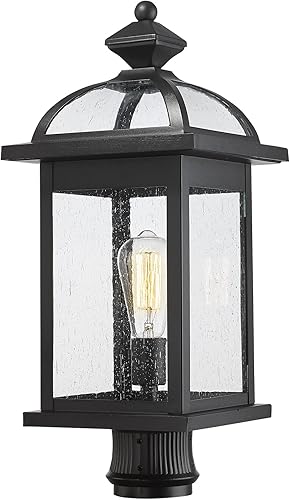 Darkaway Luces de poste de gran tamaño de 22 pulgadas para exteriores con postes de lámpara de vidrio sembrado, iluminación exterior para patio,
