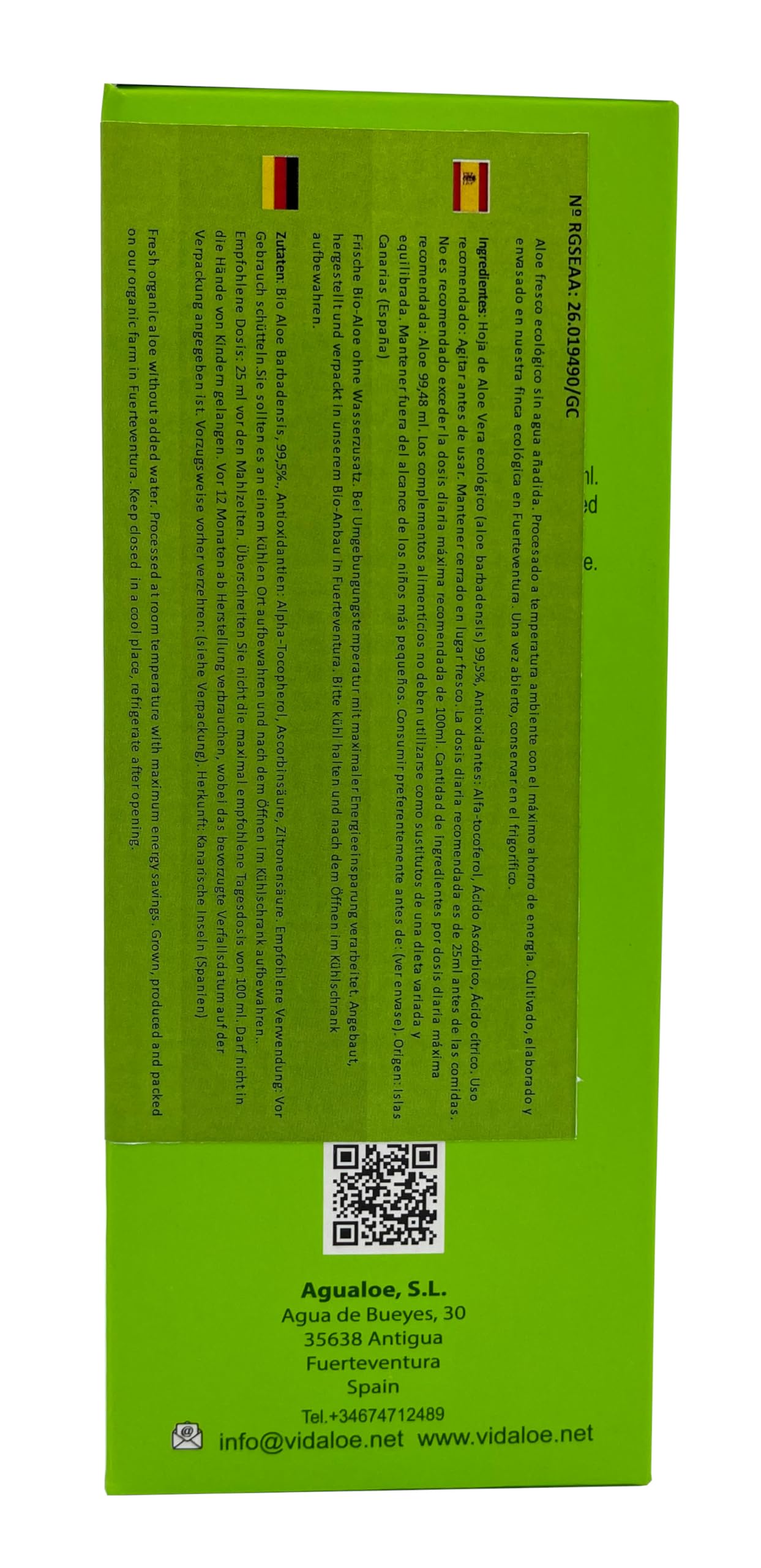 Vidaloe Complemento Alimenticio de Aloe Vera 99,5% 500ml 2 unidades