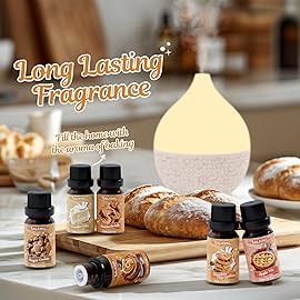SALKING Bakery Fragrance Oils, Premium Essential Oil for Diffuser, Scented Oil Set for Soap Candle Making - Chocolate Chip Cookies, Apple Pie, Cinnamon Rolls, Vanilla Cake, Snickerdoodle, Sugar Cookie