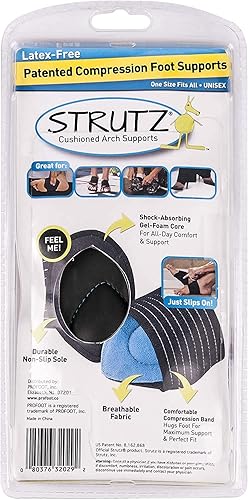 Miniatura 6 de PROFOOT Strutz - Soporte de arco acolchado para aliviar la fascitis plantar con banda de compresión para pies, almohadilla de espuma de gel que