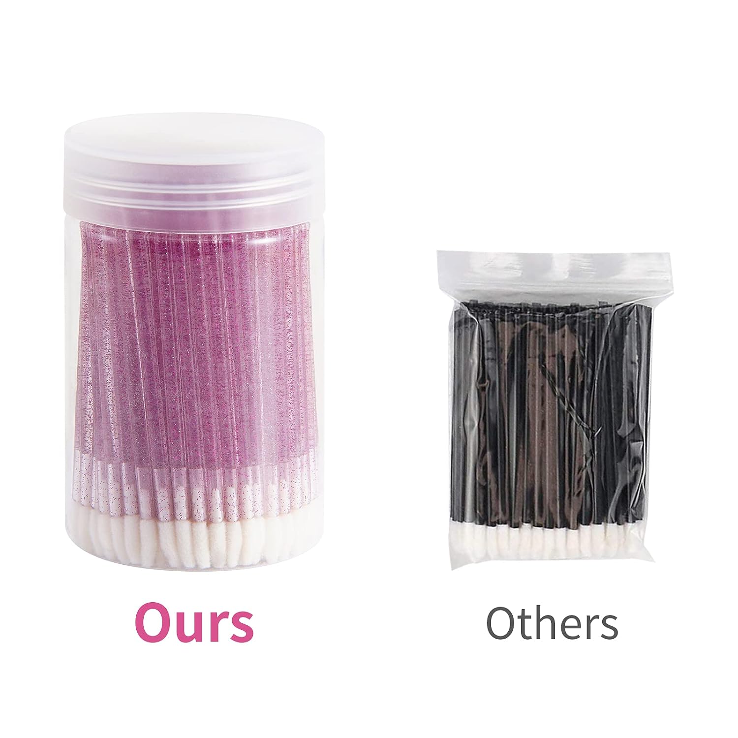 Cuttte 100pcs Disposable Lip Brushes with Container, Crystal Lip Applicators Lip Wands Lipstick Applicators for Eyelash Extensions and Lipgloss Application