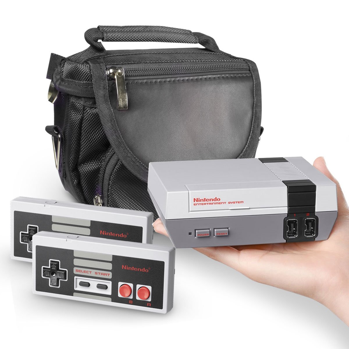Orzly® Sac de voyage et de rangement pour Nintendo NES Classic Edition (nouvelle version 2016 de la console NES) – Compatible avec console + câble + 2 manettes – Comprend bandoulière + poignée de