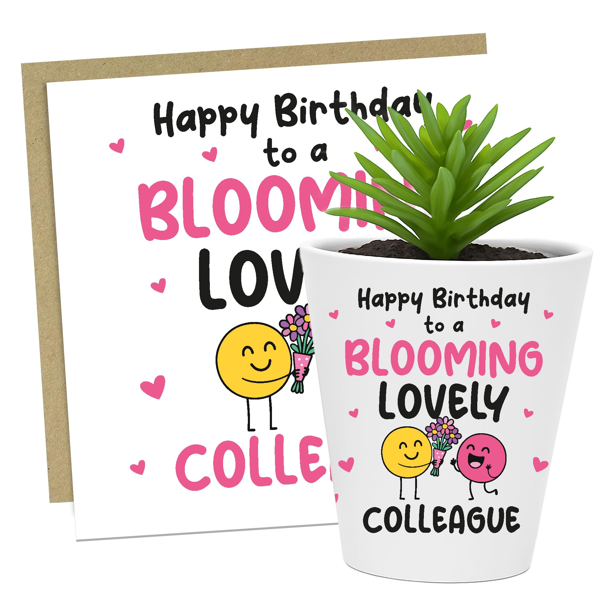 RED OCEAN Birthday For Colleague BLOOMING LOVELY COLLEAGUE Card And Plant Pot Thank You For Birthday Card Keepsake