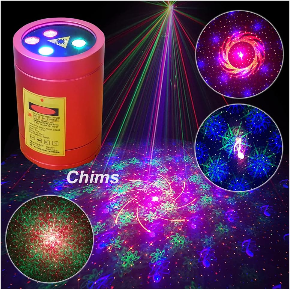 Chims Mini Party Lights Portable RGB 30 Patterns with Red Starry Sky Music Activated Lights for Christmas Thanksgiving Xmas Family Disco DJ Party Birthday Gift Outdoor Travel Garden Camping