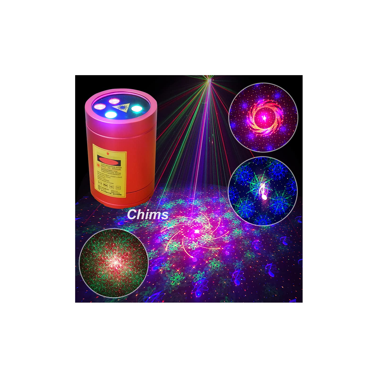 Chims Mini Party Lights Portable RGB 30 Patterns with Red Starry Sky Music Activated Lights for Christmas Thanksgiving Xmas Family Disco DJ Party Birthday Gift Outdoor Travel Garden Camping