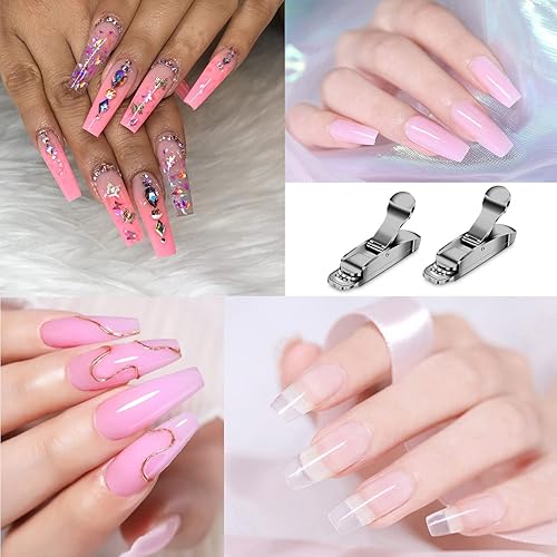 Miniatura 2 de Cortaúñas acrílicas, recortadora de puntas de uñas acrílicas de acero inoxidable, cortaúñas artificiales con hoja afilada, mango antideslizante,