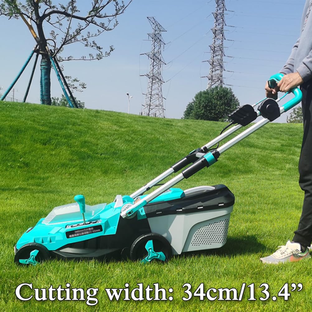 Cortacesped Bateria,Corta Cespedes Electrico con Asa Plegable Y Recogedor De 35 L,Cortacésped Eléctrico 5 Alturas De Corte Ancho De Corte 34 Cm