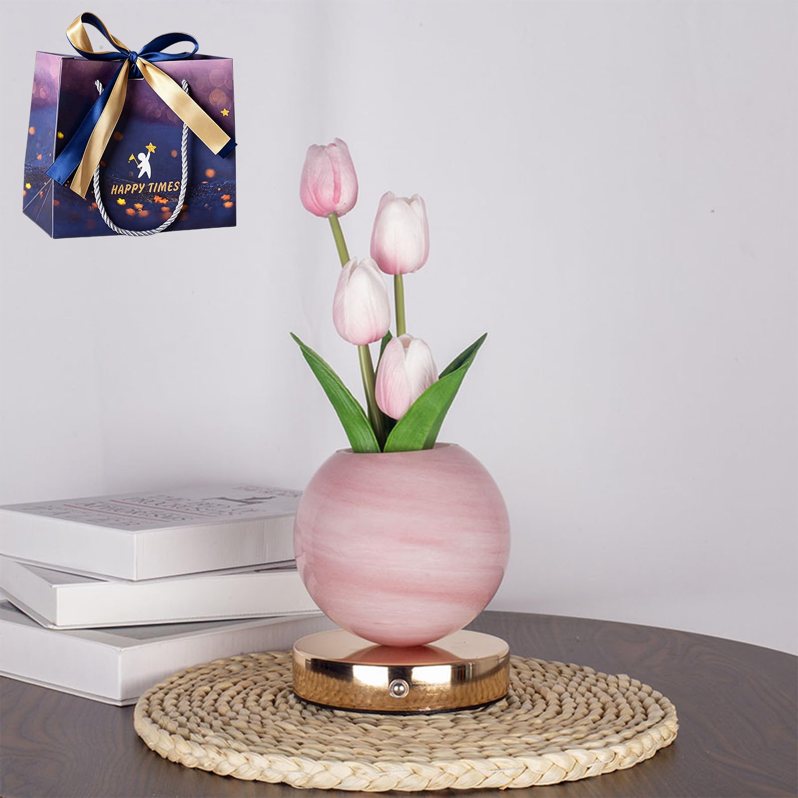 fjaldjfu Decorative LED Tulip Night Light, Tulip Table Lamp (Pink)