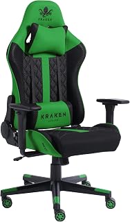Silla Gaming Tela Transpirable - Verde - Sillas Gamer Reclinable - Ergonómica Silla de Oficina - Regulable en Altura con Soporte Lumbar y Reposacabezas - Almohada Cuello y Lomo