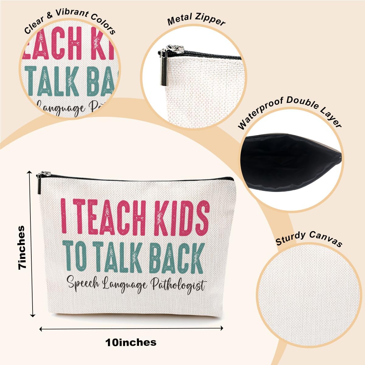 Speech Therapy Gifts Makeup Bag Speech Pathologist Gifts SLP Gifts Cosmetic Bag Speech Therapist Gift Thank You Appreciation Gift for Women Speech Language Pathologist Teacher Birthday Christmas - Image 2