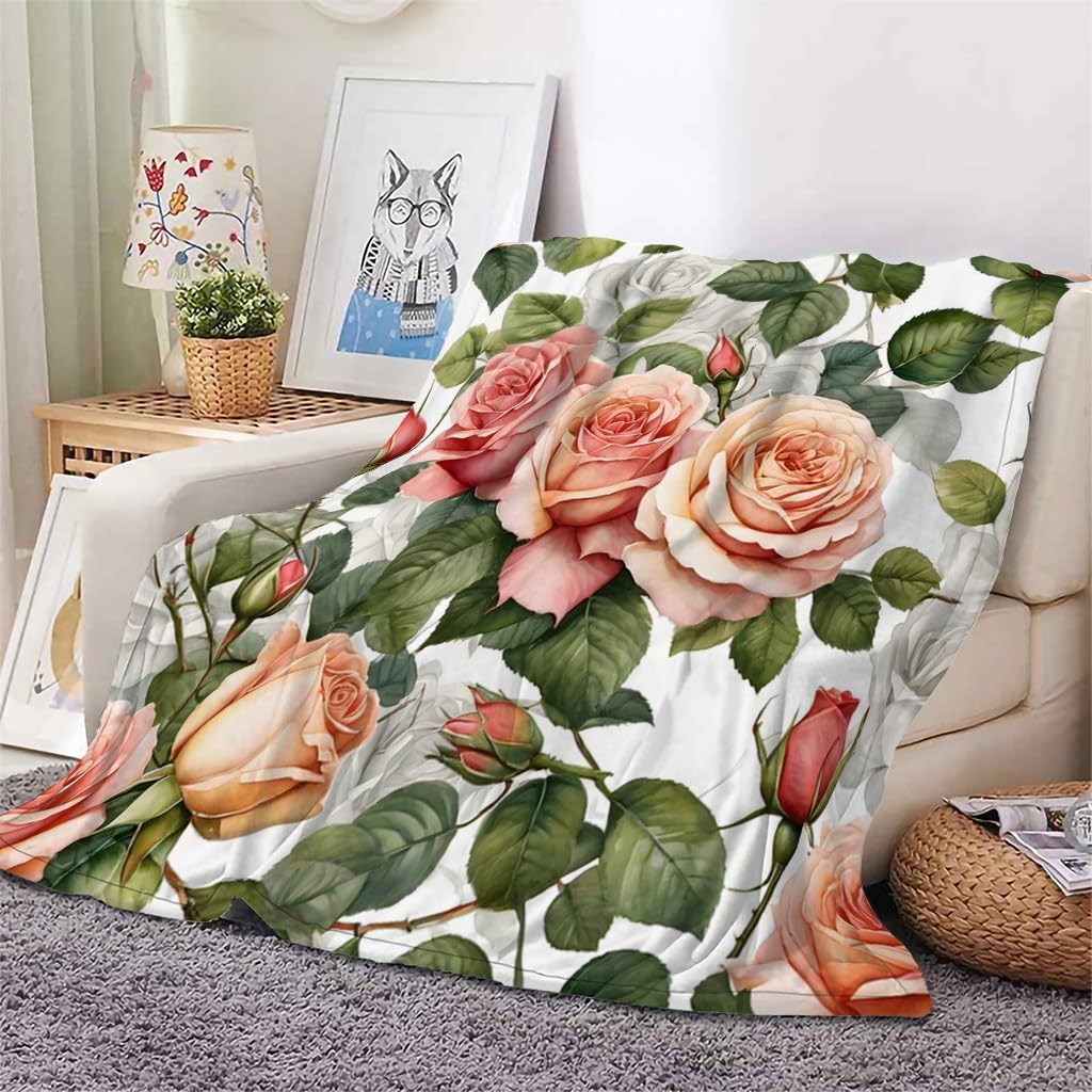 Genérico Różowe i żółte koce z mikrofibry koc flanelowy 180 x 200 cm kwiaty super miękkie lekkie ciepłe i wygodne koce podróżne dla dorosłych i dzieci, bez zmarszczek AL593