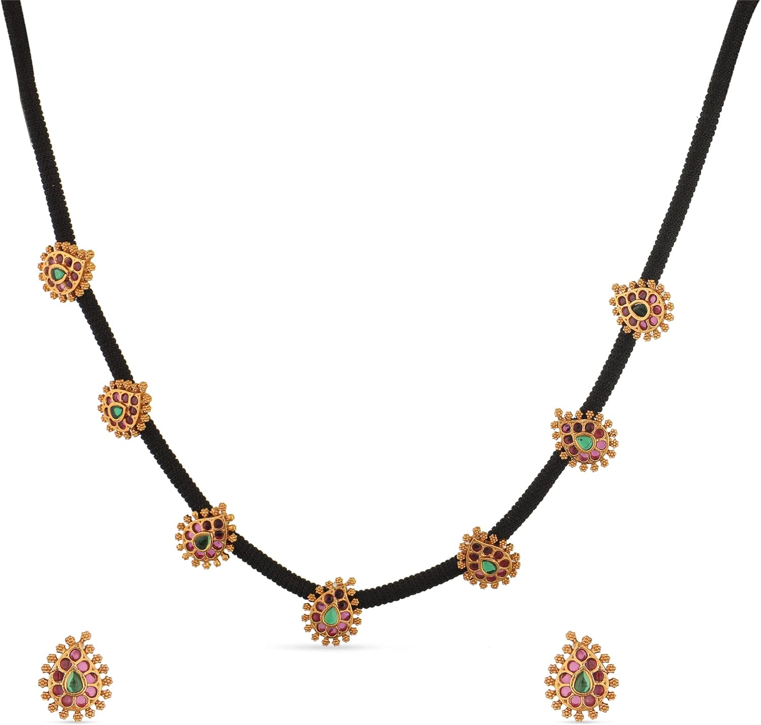 TARINIKA Antique Gold Plated Makul Short Necklace Set with Geometric Design – Indian Jewelry Sets for Women | Perfect for Casual Occasions | Traditional Indian Necklace | 1 Year Warranty