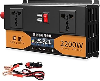 Przetwornica mocy 2200W/2600W/3200W 12V24V/48V/60V DC na 220V AC Przetwornica zasilania Przetwornica samochodowa z gniazdami i portem USB oraz wyświetlaczem LCD,do podróży kempingu,2200W-48V