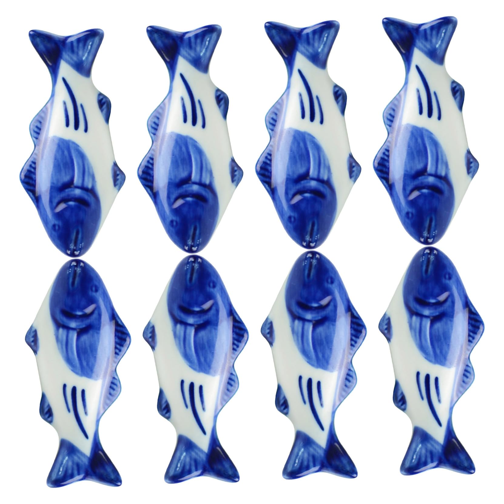 VICASKY Supporto per Bacchette in Ceramica a Forma di Pesce 8 Pezzi, Poggia Bacchette Creativo e Funzionale Superficie Liscia, per Cene e Compleanni