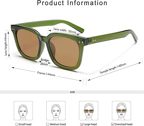 Miniatura 4 de Gafas de sol polarizadas cuadradas de gran tamaño retro para mujeres y hombres, clásicas de moda UV400 vintage Sunnies AP3647