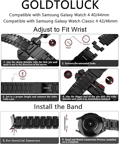 Vista 13 de GOLDTOLUCK No Gap Stainless Steel Band Compatible with Samsung Galaxy Watch 8 7 6 5 4 Classic FE Pro Ultra 40mm 44mm 46mm 43mm 47mm 45mm 42mm