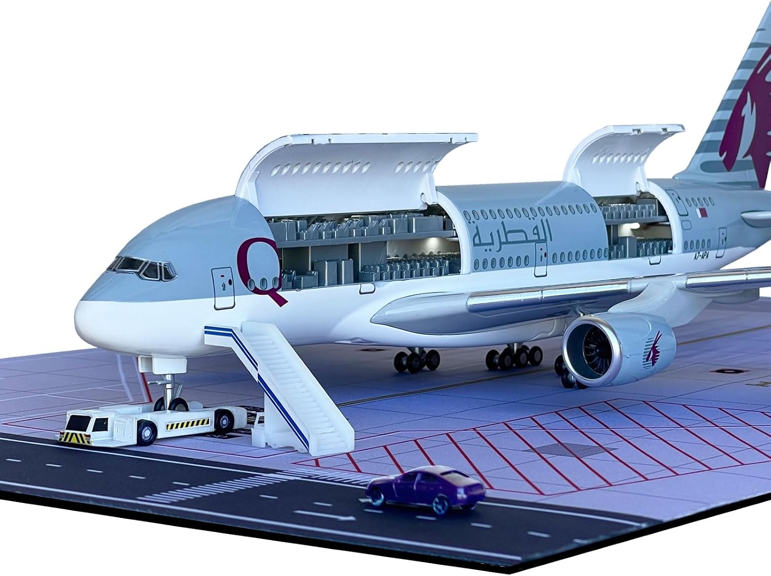 1/160 Scale A380 Model Airplane with LED Lights and Upgrade Openable Doors