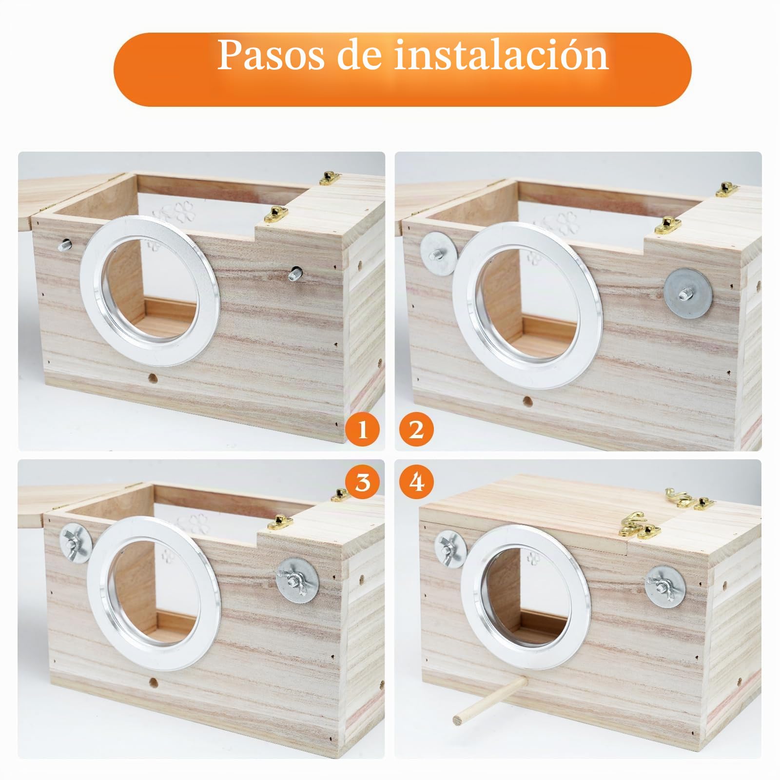 Caja nido de madera para pájaros, nido de cría de periquitos para tortolitos, caja de apareamiento para pájaros silvestres, jaula para periquitos, casa de cacatúas, gallineros