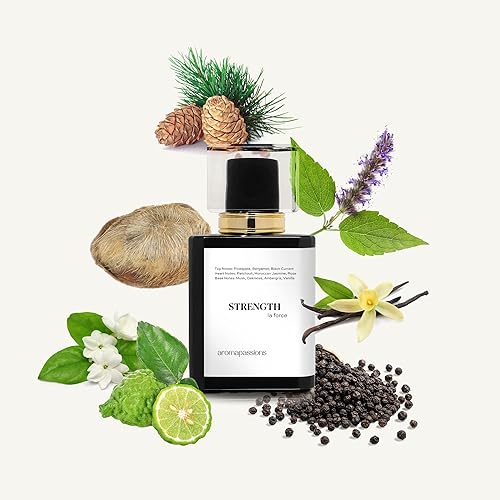 Miniatura 3 de aromapassions STRENGTH  Perfume para hombre  Aceites esenciales de jazmín indio bergamota, pimienta negra, pachulí, musgo de roble, vainilla y cubeba