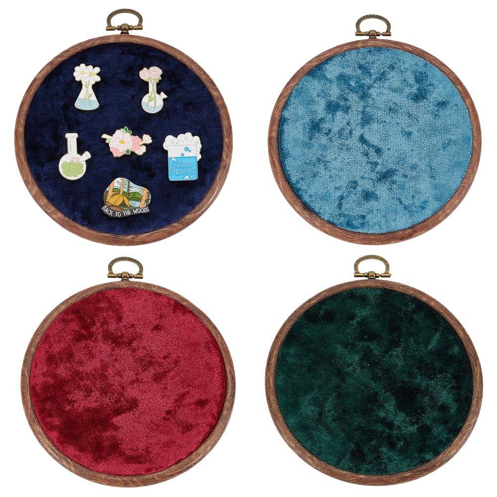 WEBEEDY 4 Pcs Vintage Pin Display Board Corduroy Enamel Pin Collection Holder Display Organizers for Brooch Pins Earrings Necklace Jewelry Storage Case Office Home Decor, 5.3inch/13.5cm