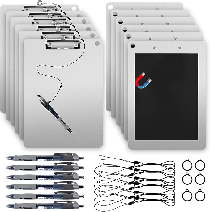6 Pieces Metal Clipboards with Pen Holder Aluminum Document Holder