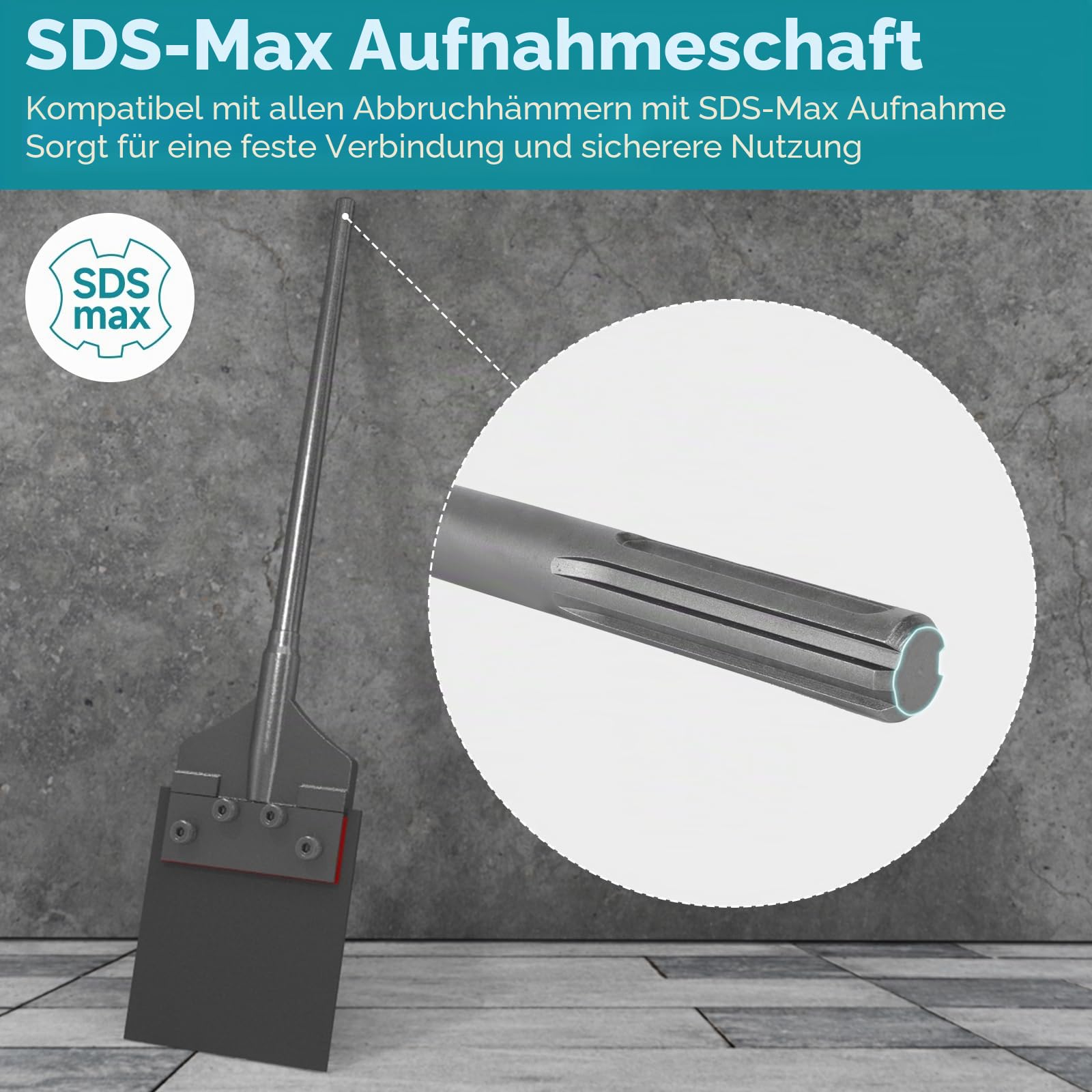 SDS-Max Schaft 6-Zoll-Bodenabschaber-Meißel - 6" Breites Klingenabschaber 25" Lang Legierter Stahl Bohrhammerbohrer - Entfernungstools für Fliesen, Tapeten, Dünnbettmörtel, Hartholz, Klebstoff