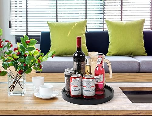 Miniatura 4 de Decoración redonda de madera rosa para decoración del hogar, servicio de madera, vela, bandeja de perfume, bandejas de mesa auxiliar (11.5 pulgadas,