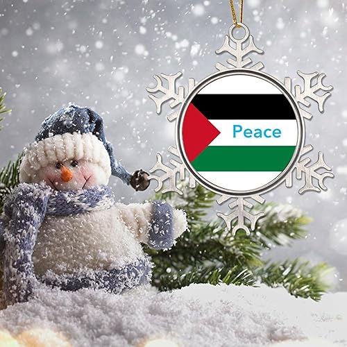 Miniatura 5 de Adornos de metal para árbol de Navidad, bandera de Palestina, adorno de paz, palestina, copo de nieve de metal, adornos de Navidad con decoraciones