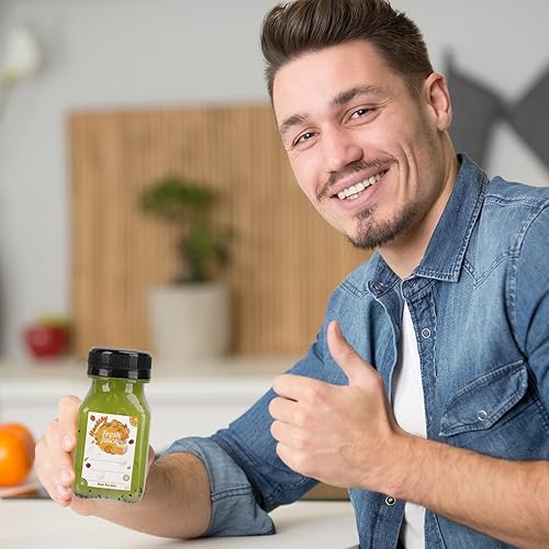 Miniatura 19 de TOMNK 100 botellas de plástico vacías de 8 onzas con tapas, recipientes reutilizables transparentes a granel para bebidas con etiqueta, embudo