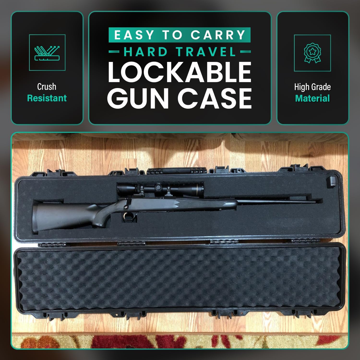Merdia Gun Case Precision Hard Locking Rifle Cases Ultra Protective Case Intensive Convoluted Foam Shot Gun Case | AR Accessories | Rifle Bag | Hard Gun Cases for Rifles | Shotgun Case