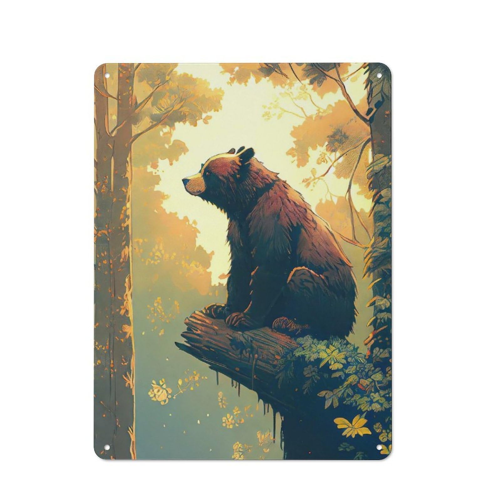 Junmoney Bear In The Forest Rustic Metal Sign 40X30cm For Lounge Or Reading Corner, For Reading Corner Decorators
