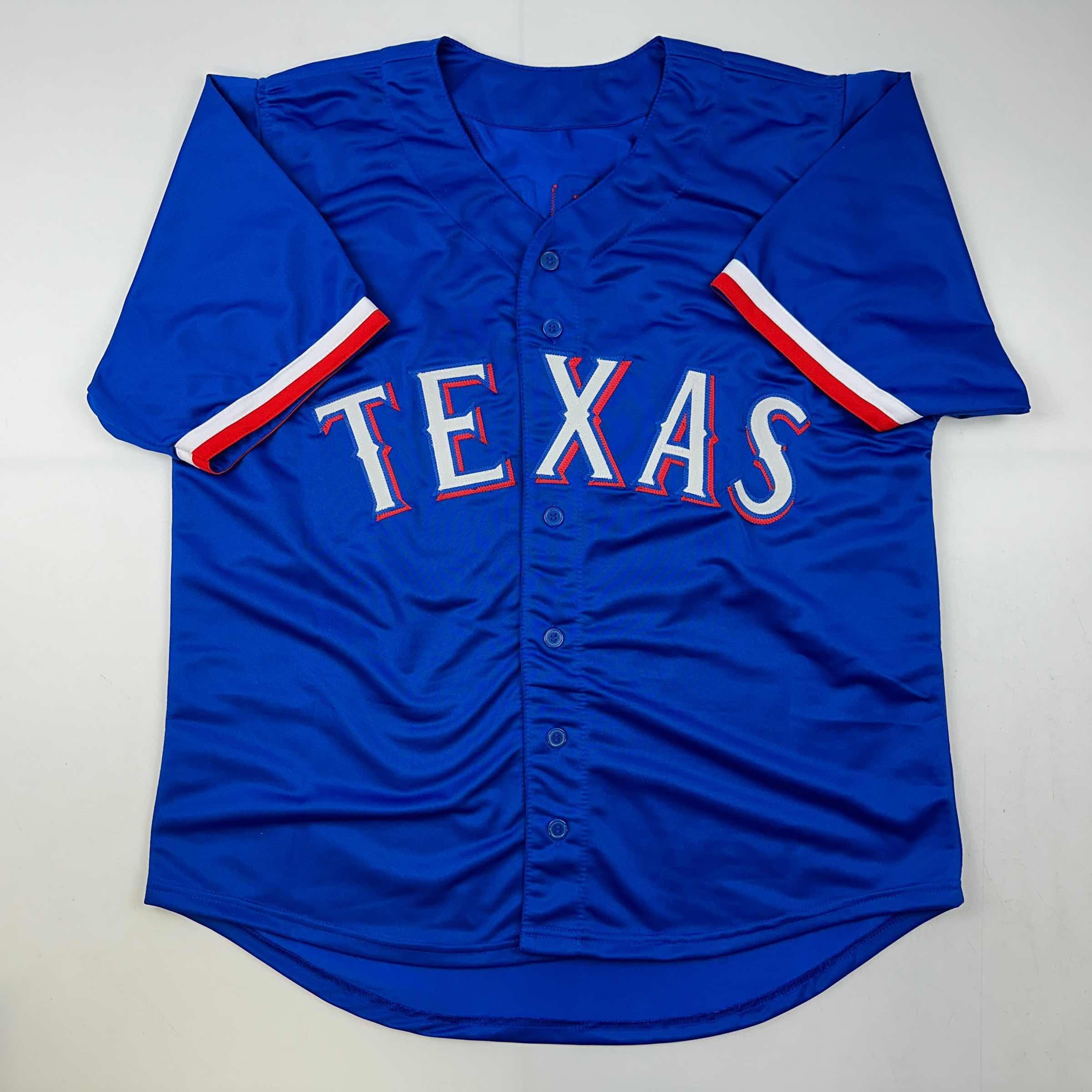 Facsimile Autographed Adolis Garcia Texas Blue Reprint Laser Auto