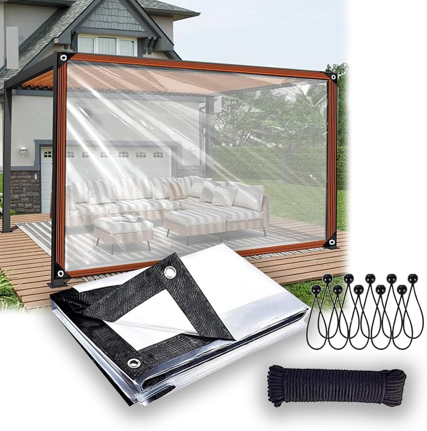 2×4m クリアタープ 温室 庭 パティオ用 結束ロープ付き 2×4m クリアタープ 温室 庭 パティオ用 結束ロープ付き