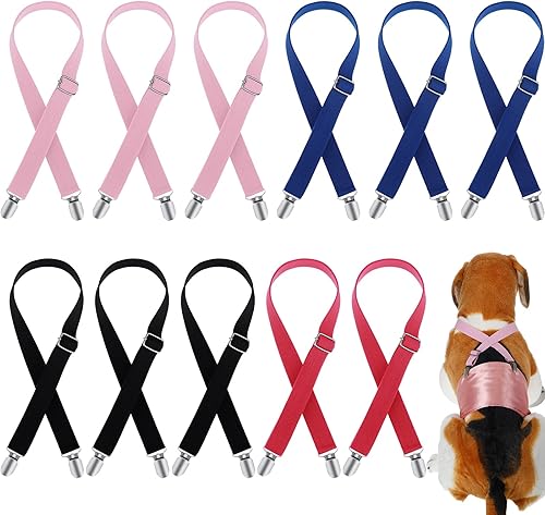 Paquete de 12 tirantes para perro ajustables a granel para mujer 2 correas con clip negro rosa azul