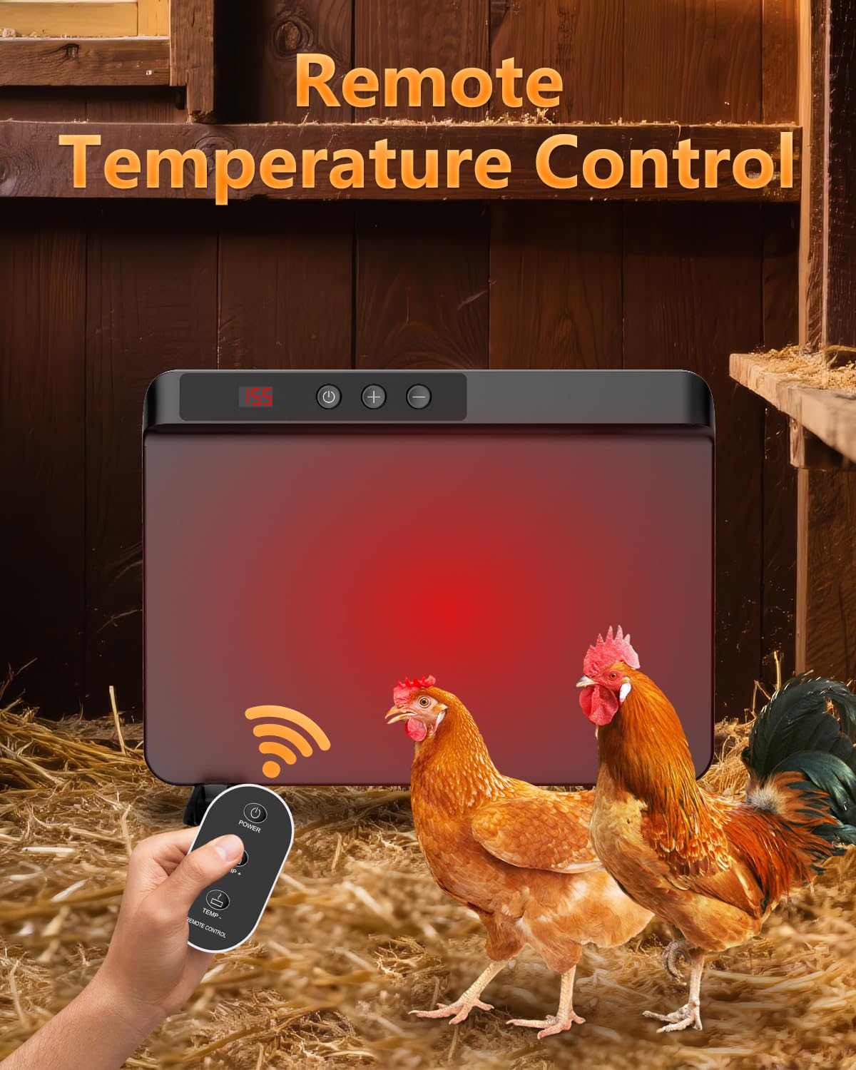 TIMEBAL 2025 Smart Chicken Coop Heater with Adjustable Temperature Remote  Control, 200 Watts Radiant Heat Flat Panel Heaters for Winter