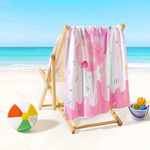 Miniatura 4 de WERNNSAI Toalla de Playa para Niñas - 30" x 60" Toallas de Natación de Helado Sin Arena para Niñas Baño Piscina Camping Viaje Toalla de Secado