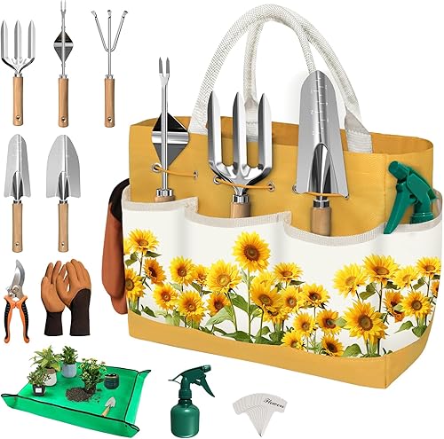 Miniatura 8 de Juego de 22 piezas de herramientas de jardín para mujeres, kit de herramientas de mano de jardín resistente, regalos para mamá jardinera, accesorios