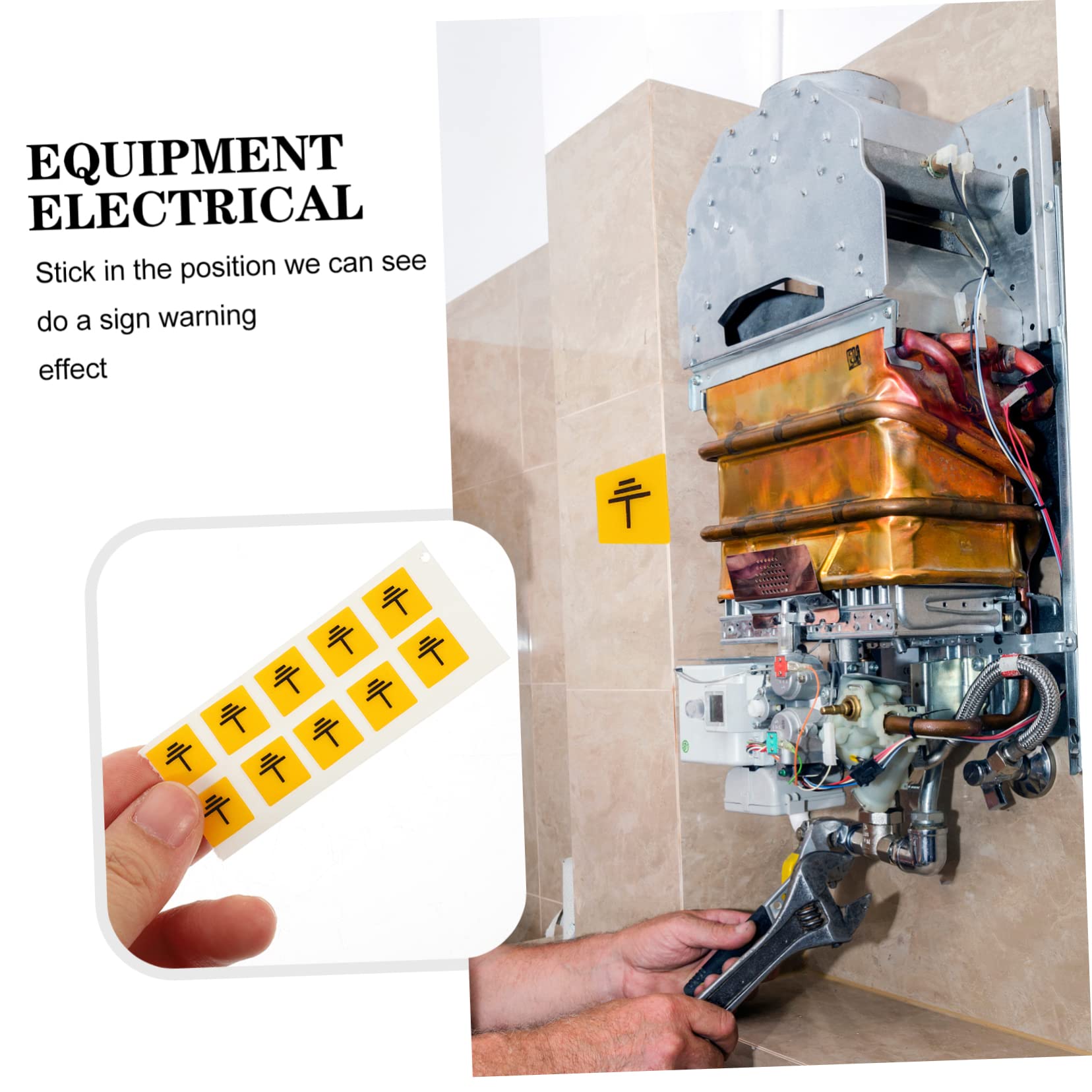 Cabilock 10pcs Electrical Ground Stickers Safety Warning Decals Industrial Safety Tape for Equipment