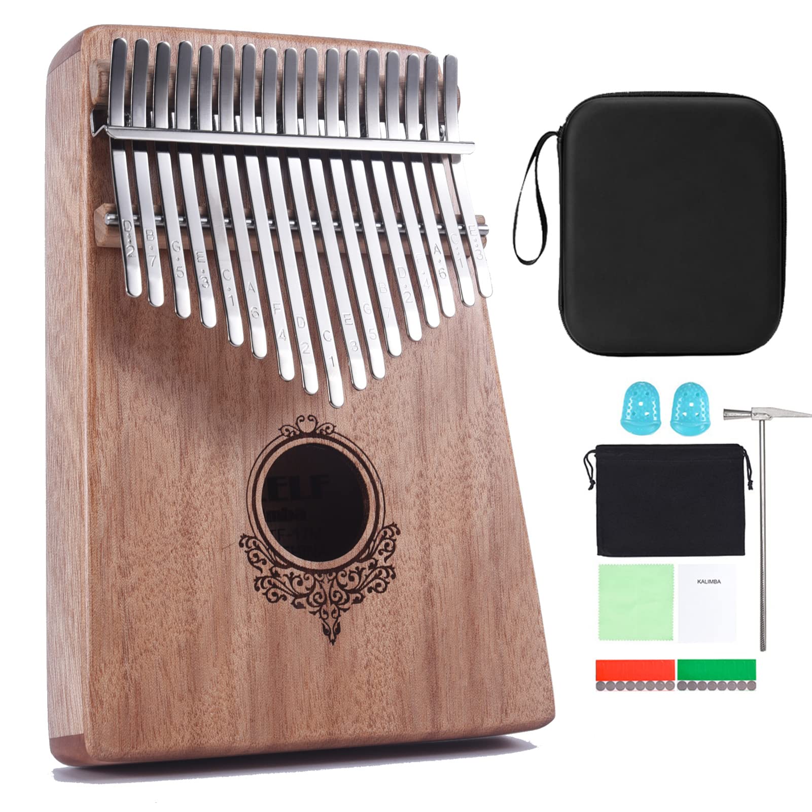 Kalimba 17 Keys Thumb Piano Mbira Finger Piano Gifts for Kids and Adult Beginners (TF17M-Wood color)