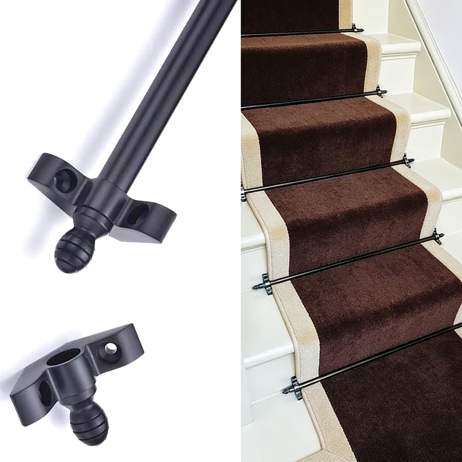 Supports de tiges de tapis d'escalier 106,7 cm lot de 13 pour moquette épaisse de maison
