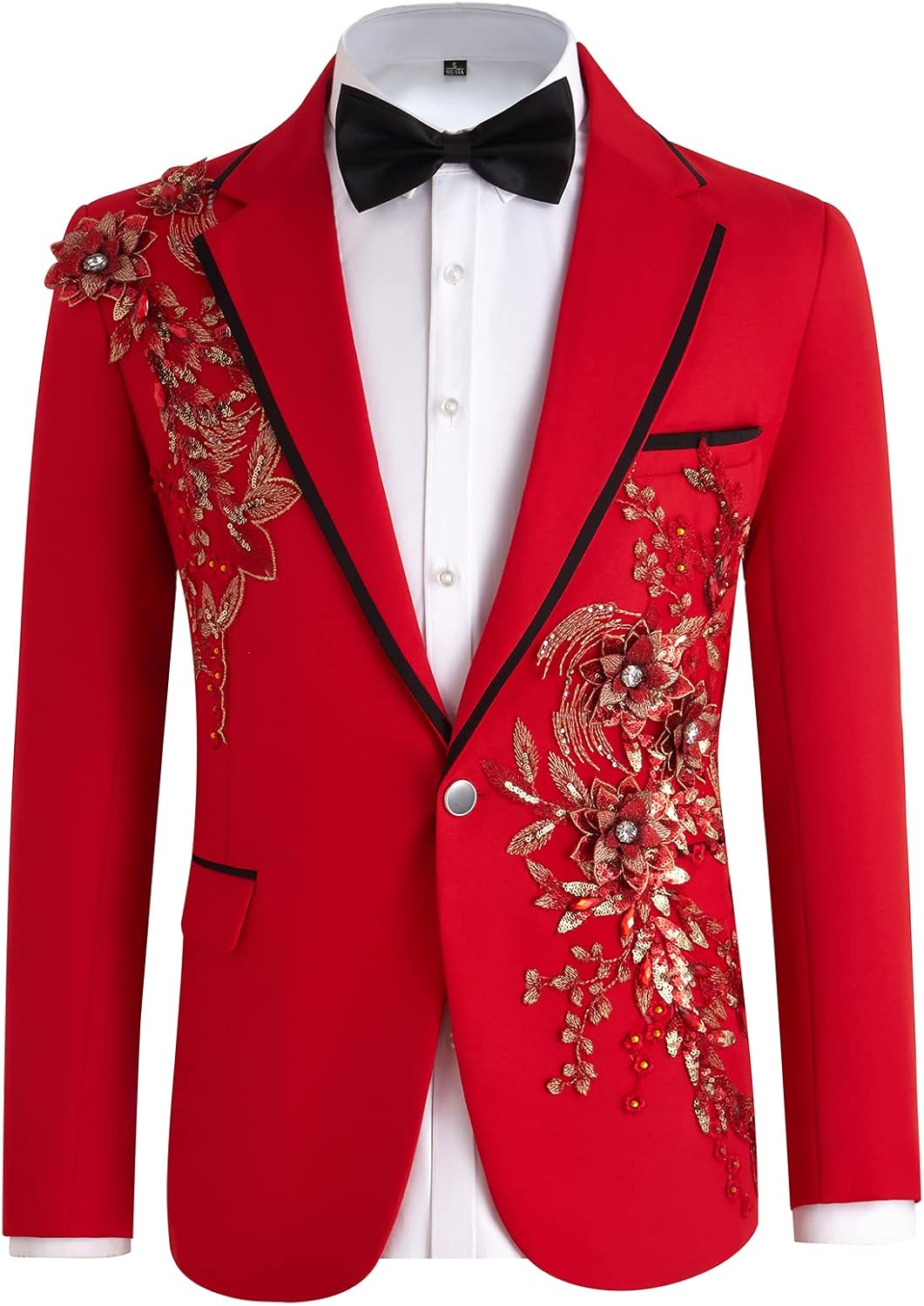 Mens Suits Slim Fit 2 Piece Formal Tuxedo Suits Blazer Pants with Bow Tie for Wedding Prom - Image 2