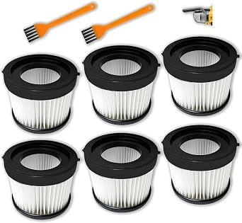 Compatible With Ddewollt Vacuum Filter DCV501HB DCV5011H Attachments Replacement HEPA Filters, For Ddewollt 20V Cordless Handheld Vacuum Cleaner Includes 2 Cleaning Brushes Washable And Reusable 6pk