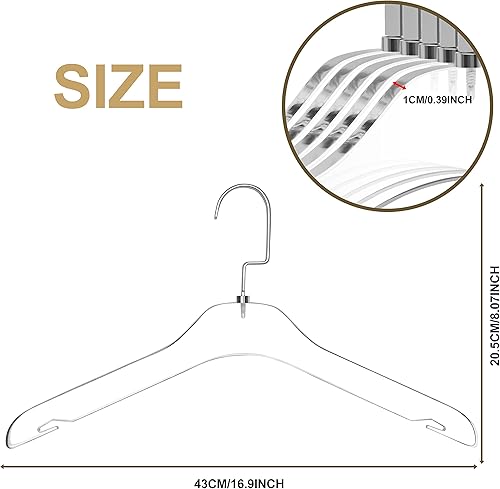 Miniatura 10 de Quality Hangers Perchas de acrílico transparente para ropa  Elegante colgador de ropa con ganchos dorados mate  Percha para vestidos y trajes