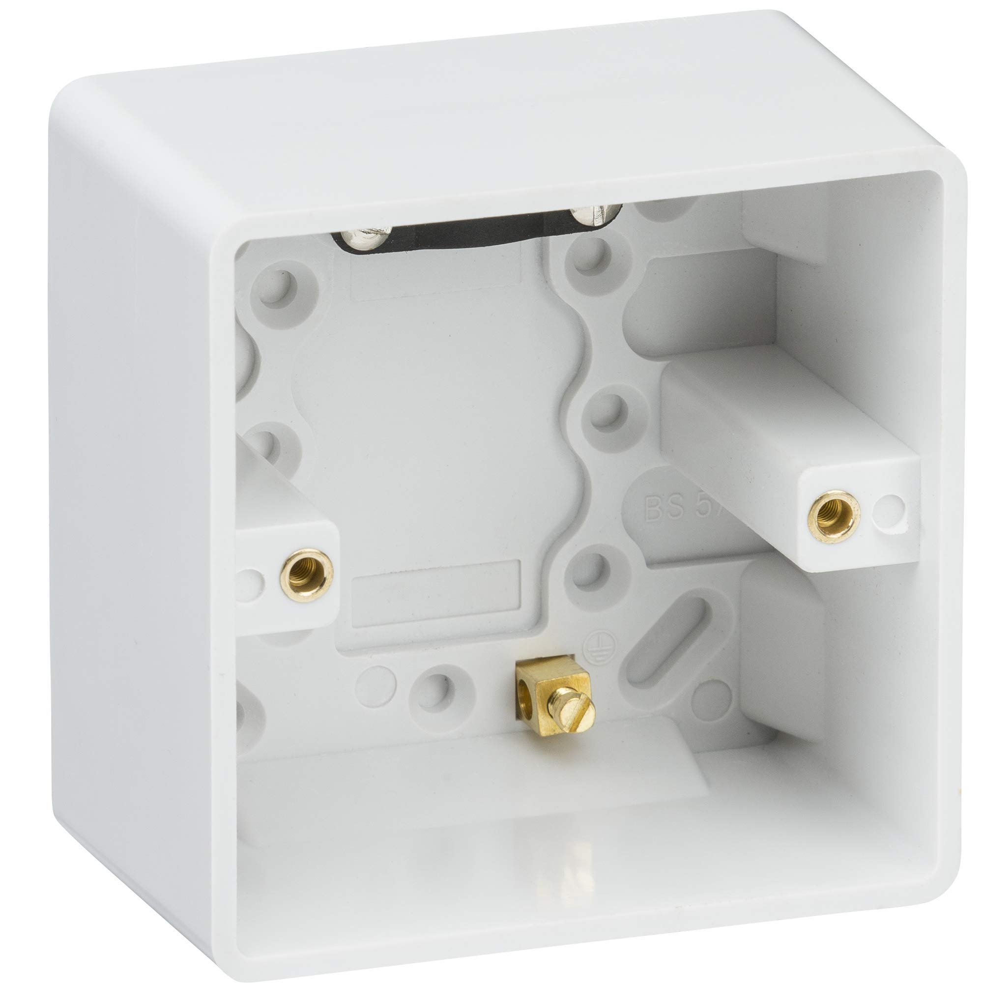 Knightsbridge CU1800 CU Curved Edge Double Pattress Box with Earth Terminal, White, 35 mm