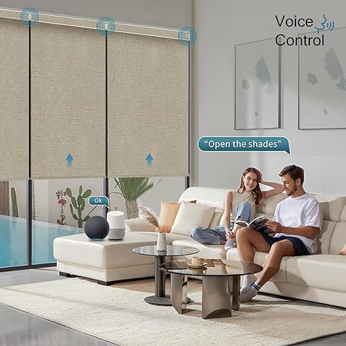 Miniatura 4 de WEFFORT Persianas motorizadas 100% opacas controladas por Alexa para ventanas, persianas inteligentes eléctricas que funcionan con Apple Homekit,