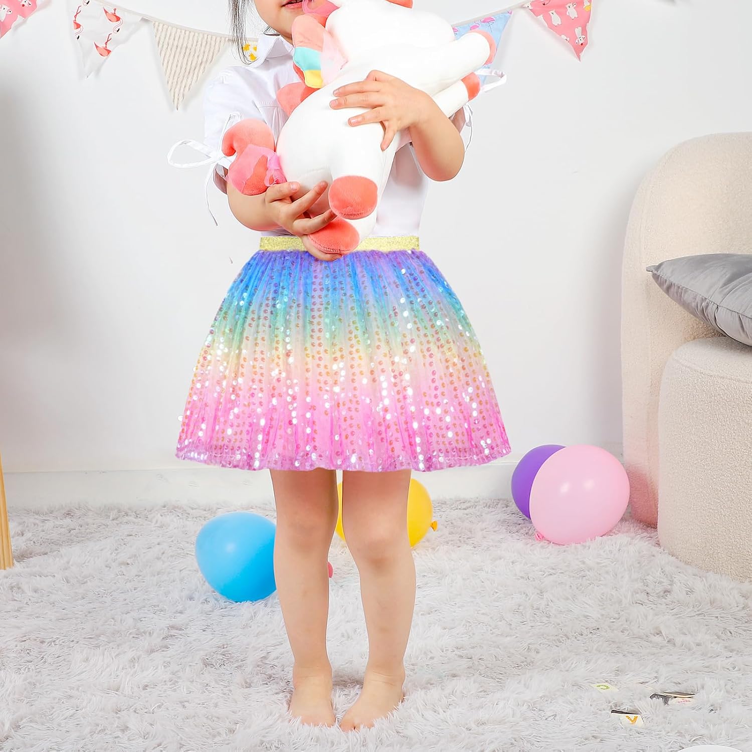 KEREDA Toddler Girls Layered Tutu Skirt Sparkling Sequin Tulle Dance Skirts - Image 2