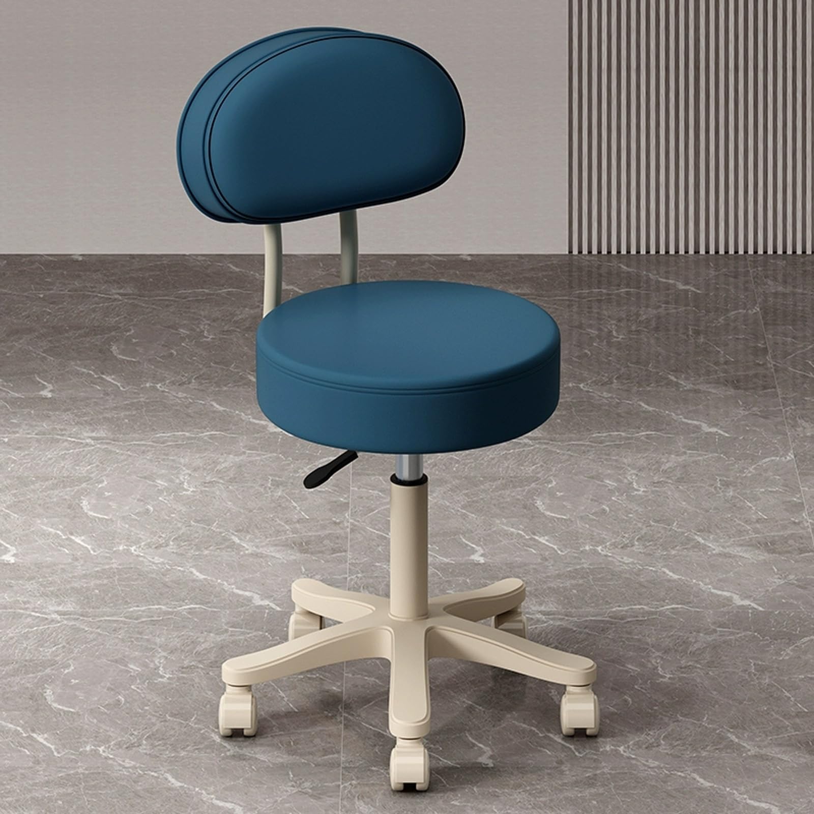 Sgabello girevole ergonomico per ufficio, altezza regolabile 4352 cm, con schienale, sedia ideale per trucco per salone di bellezza cosmetologia. Disponibile in blu